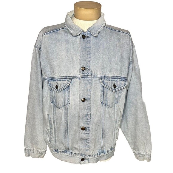 Vintage 90s Pepsi Jean Jacket Denim Blue Trucker Light Wash - Picture 1 of 5